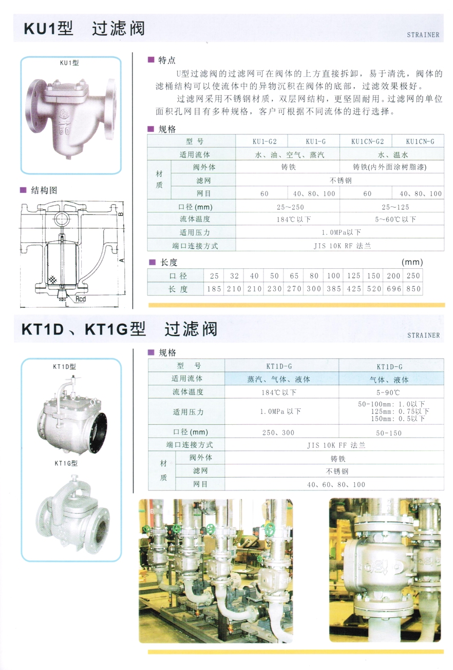 KU1、KU1CN型水、油、空氣、蒸汽U型過濾器